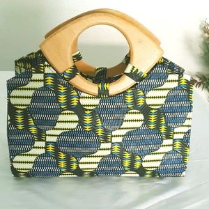 Women Handmade Satchel with Wooden Handle.
